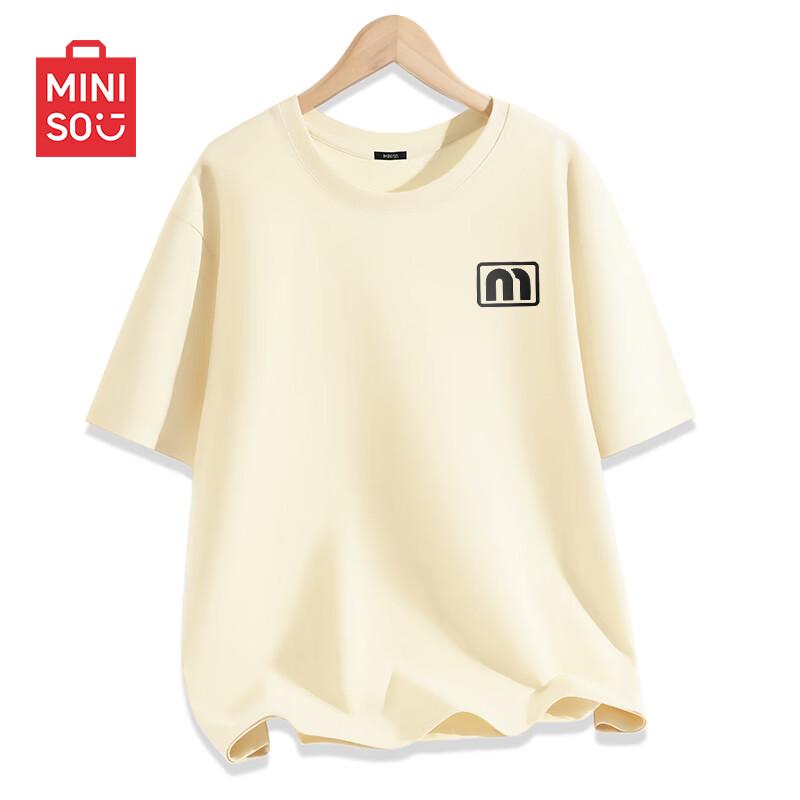 MINISO Мужская футболка с коротким рукавом, свободного кроя, из чистого хлопка