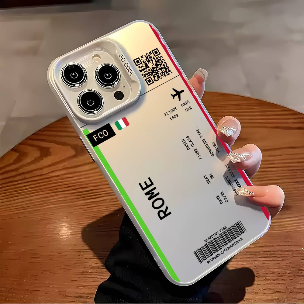 Италия Авиабилет Чехол для телефона iPhone 16 15 14 13 12 11 Plus Pro Max разноцветный Лазерный Аврора Ударопрочный Funda Чехол