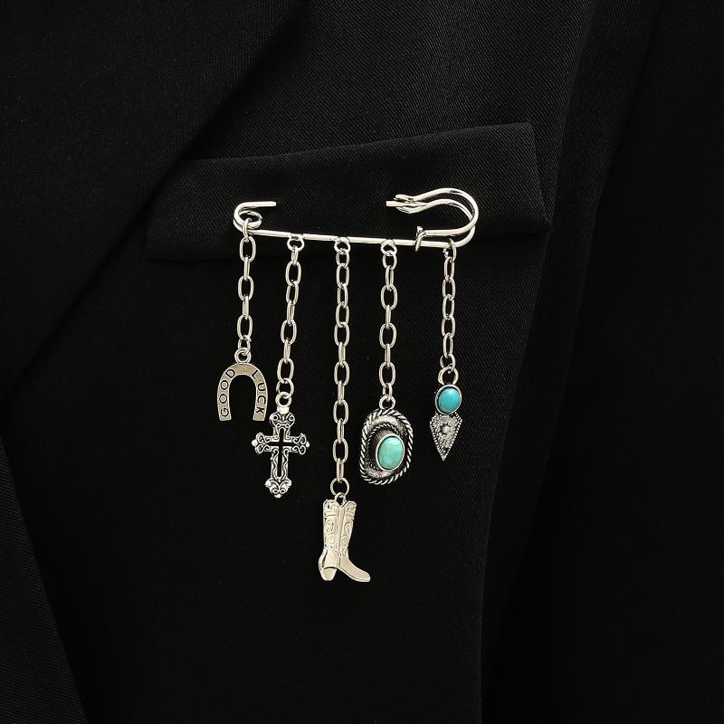 Панк Брошь с кисточкой Любовь Бабочка Цепь Скрепка Многоэлементная Ретро Цепь для брюк Крутые Хип-хоп Готические Броши Аксессуары