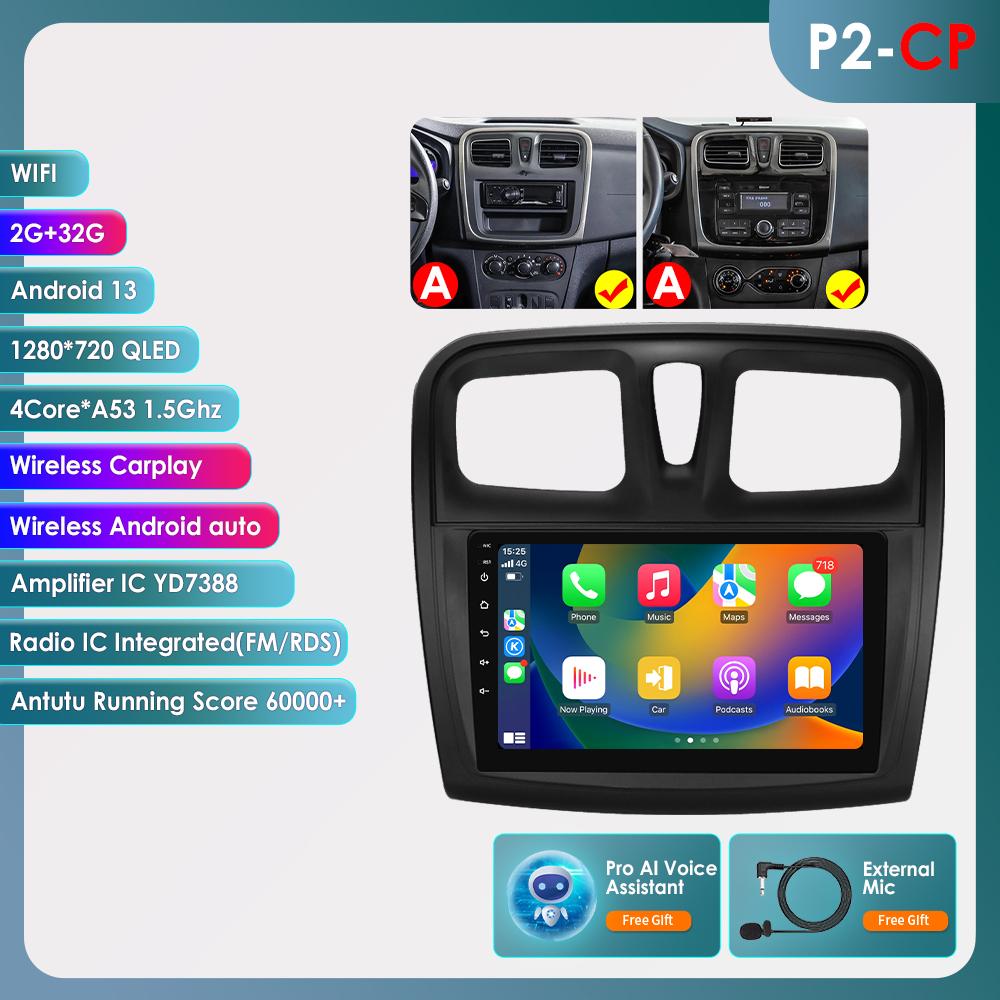 Hizpo Carplay 4G Android 13 автомобильное радио для Renault Logan 2 2014 - 2019 Sandero 2 мультимедийный видеоплеер GPS 2din Автомагнитола 7862 интеллектуальный экран