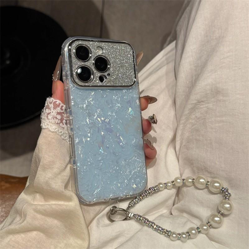 Блестящий смоляной чехол-ракушка для IPhone 17 Pro 16 15 с морскими ракушками, стильный защитный чехол для женщин