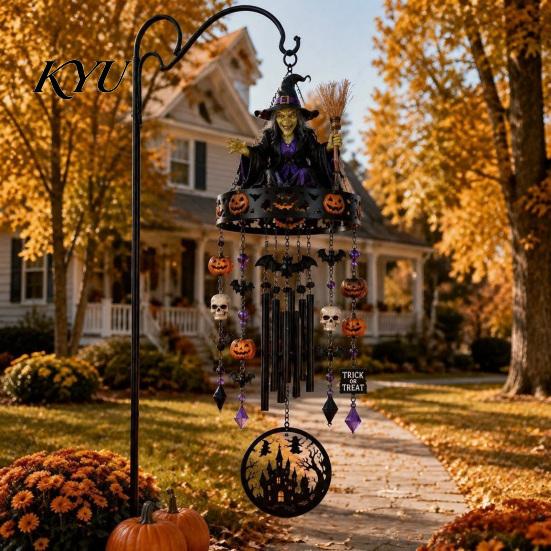 Gift for Witchcraft Lovers Witch Themed Outdoor Wind Chime, Healing Sound Weather Resistant Chimes, Chimes Garden Halloween Magic Iron Ornament Patio