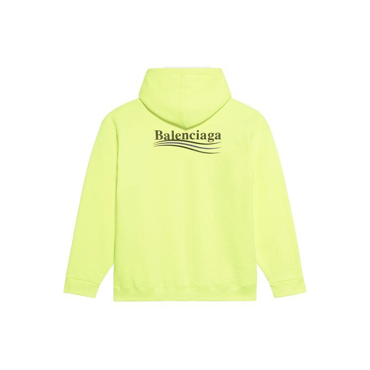 Balenciaga Женский политический кампании свитшот со капюшоном, средняя посадка, флуоресцентный желтый, черный 578135TJVD47110