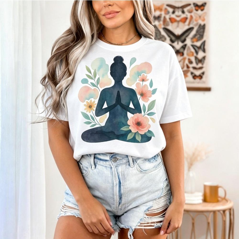 Yoga Shirt Floral Yoga Tops Yoga Lover Tees Meditation Sweatshirt Camisetas Unisex Clothing Y2k Accessories