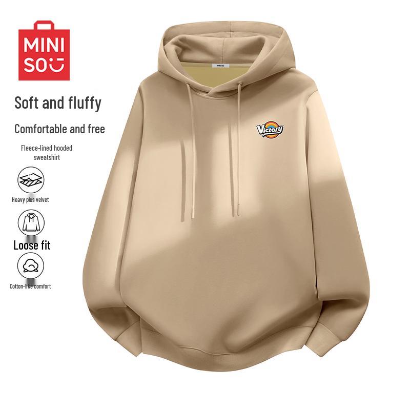 MINISO Мужская толстовка с капюшоном из плотного флиса