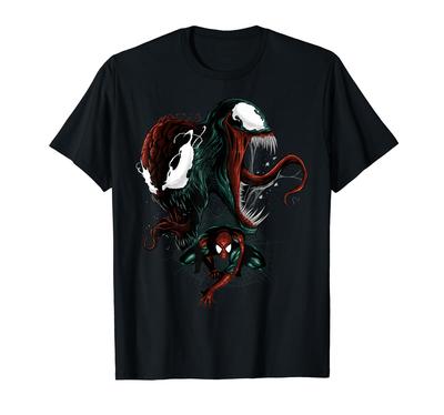 Футболка Marvel Человек-паук Веном и Карнаж Разделенный Портрет