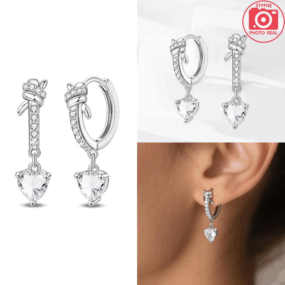 Earring S925 Silver Exquisite Drop Earring Butterfly Cross Design Accessory Jewelry Anniversary Fine Gift