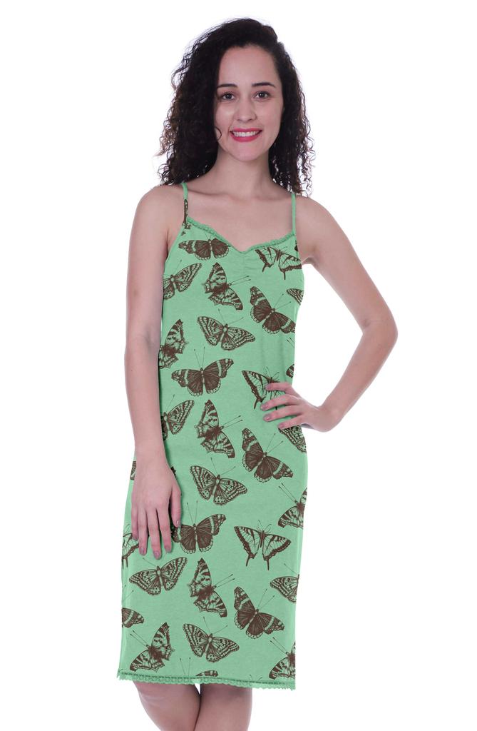 Moomaya Printed Spaghetti Strap Nightgown For Women s Lace V-Neck Sleepwear