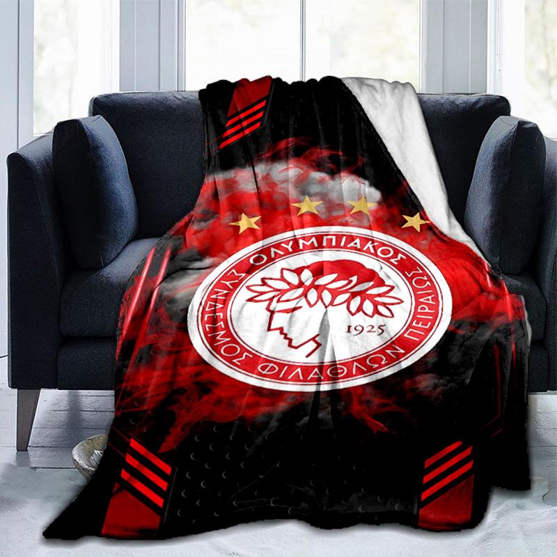 Olympiacos Fc: Red And Black Pride Blanket Suitable for Sofas, Beds, Offices, And Camping - Perfect Gift for Halloween Christmas