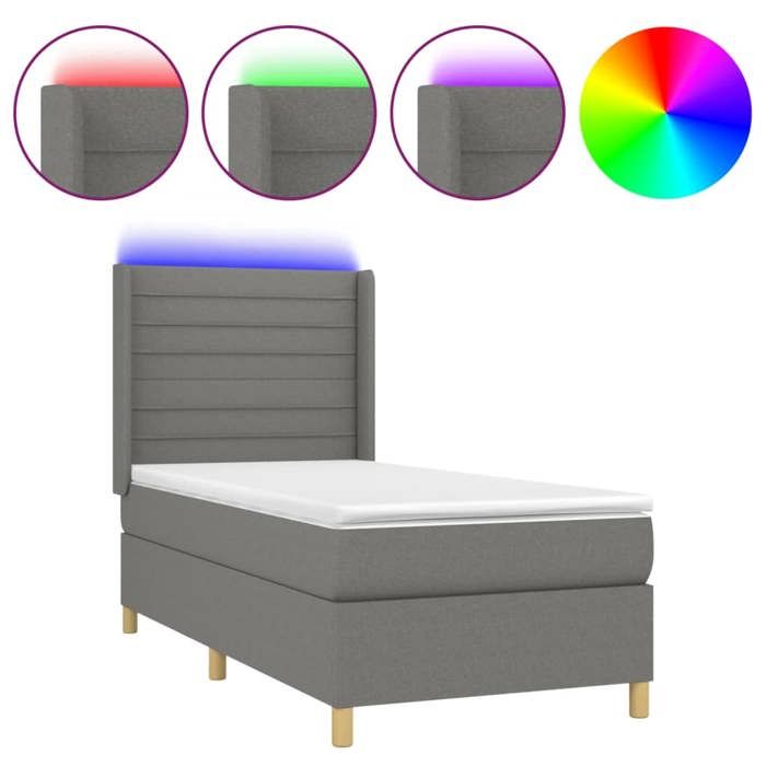 VidaXL Slatted Bed Base with Mattress and LEDs, Upholstered Bed, Single Bed, Adult Bed for Interior Bedroom, 3138926