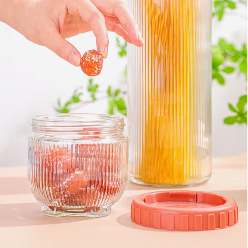 Lovewish Стеклянная банка для хранения с вертикальной полоской в виде кошачьей лапы, набор из 5 штук