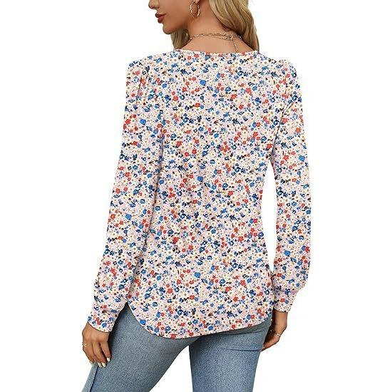 GMXIA Осенняя женская рубашка с длинным рукавом, модная повседневная, плиссированная, с низким круглым вырезом, женская