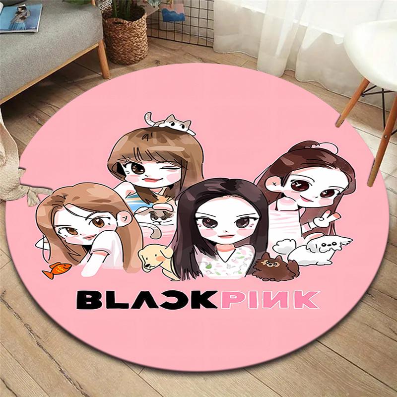 Круглый ковер Blackpink, Ковер для гостиной, спальни, дивана, игровой комнаты, Декор, Нескользящий коврик для пола