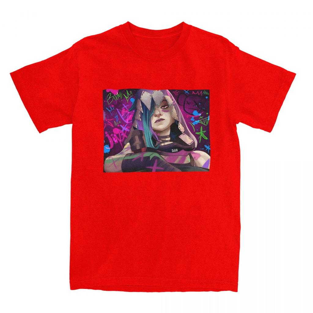 Футболка Jinx Arcane Anime для мужчин, эстетичная, из 100% хлопка, летняя, удобная, модная, свободного кроя.
