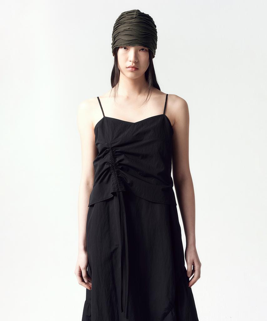 Insilence Woman Parachute Shirred Dress Black