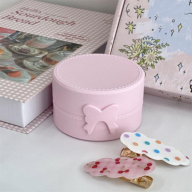 Милый мультфильм бант пони круглые серьги кольца коробка роскошные пылезащитные аксессуары для волос упаковка дисплей коробка портативный ящик для хранения