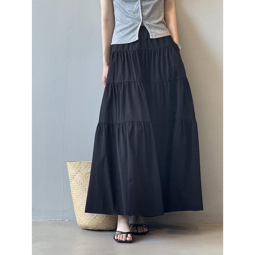 Женская миди-юбка А-силуэта в черно-белую клетку Yan Shuang, с высокой талией, свободного кроя, летний стиль