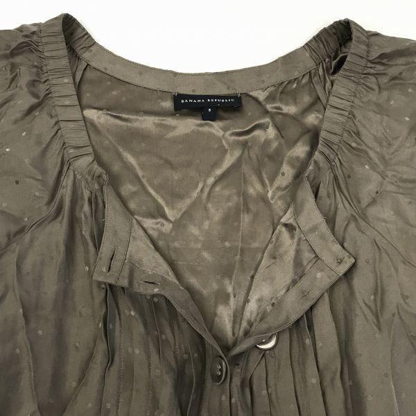 Banana Republic Платье с коротким рукавом из 100% шелка с поясом/Размер 6/S/Коричневый в горошек/(ИСПОЛЬЗОВАЛ)