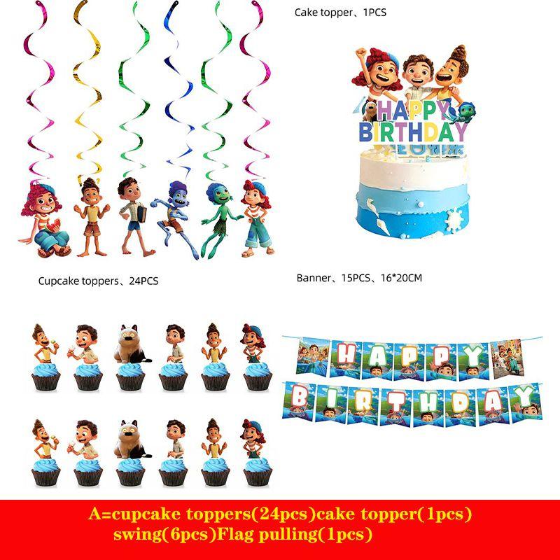 Высококачественные украшения для торта Luca Party с персонажами мультфильмов «Океан» для дней рождения