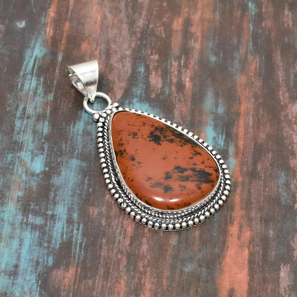 Mahogany Obsidian, Gemstone Handmade Solid 925 Sterling Silver Jewelry Pendant
