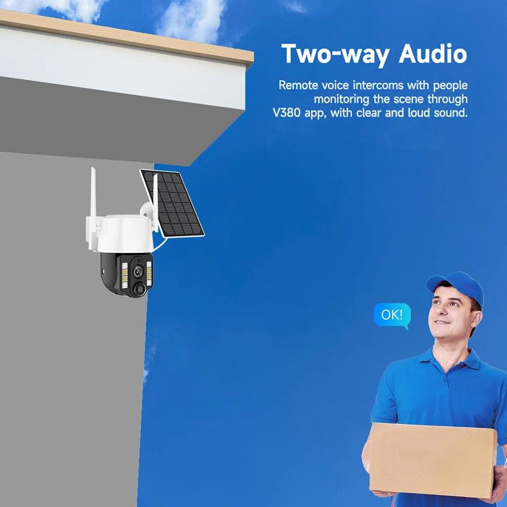 Солнечная камера наблюдения WIFI 4G Удаленная наружная беспроводная беспроводная камера ночного видения HD Полноцветная интеллектуальная камера