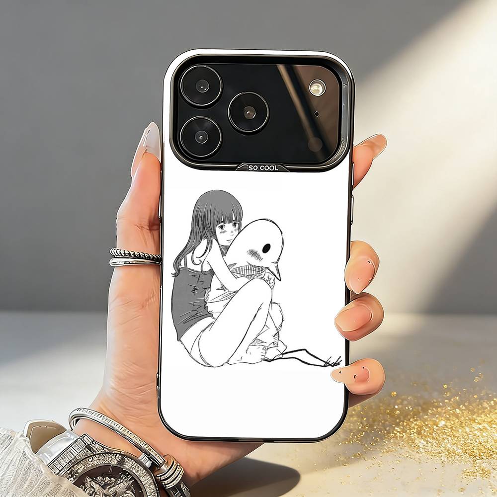 G-Goodnight O-Oyasumi P-Punpun Чехол для телефона для iPhone17,16,15,14,13,12,11,Pro,MAX Белый Матовый Ударопрочный Чехол