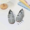 Туфли балетки для девочек с блестящими кристальными вырезами, детские туфли принцессы для танцев, мягкая подошва, лето 2025, новая детская кожаная обувь, милая