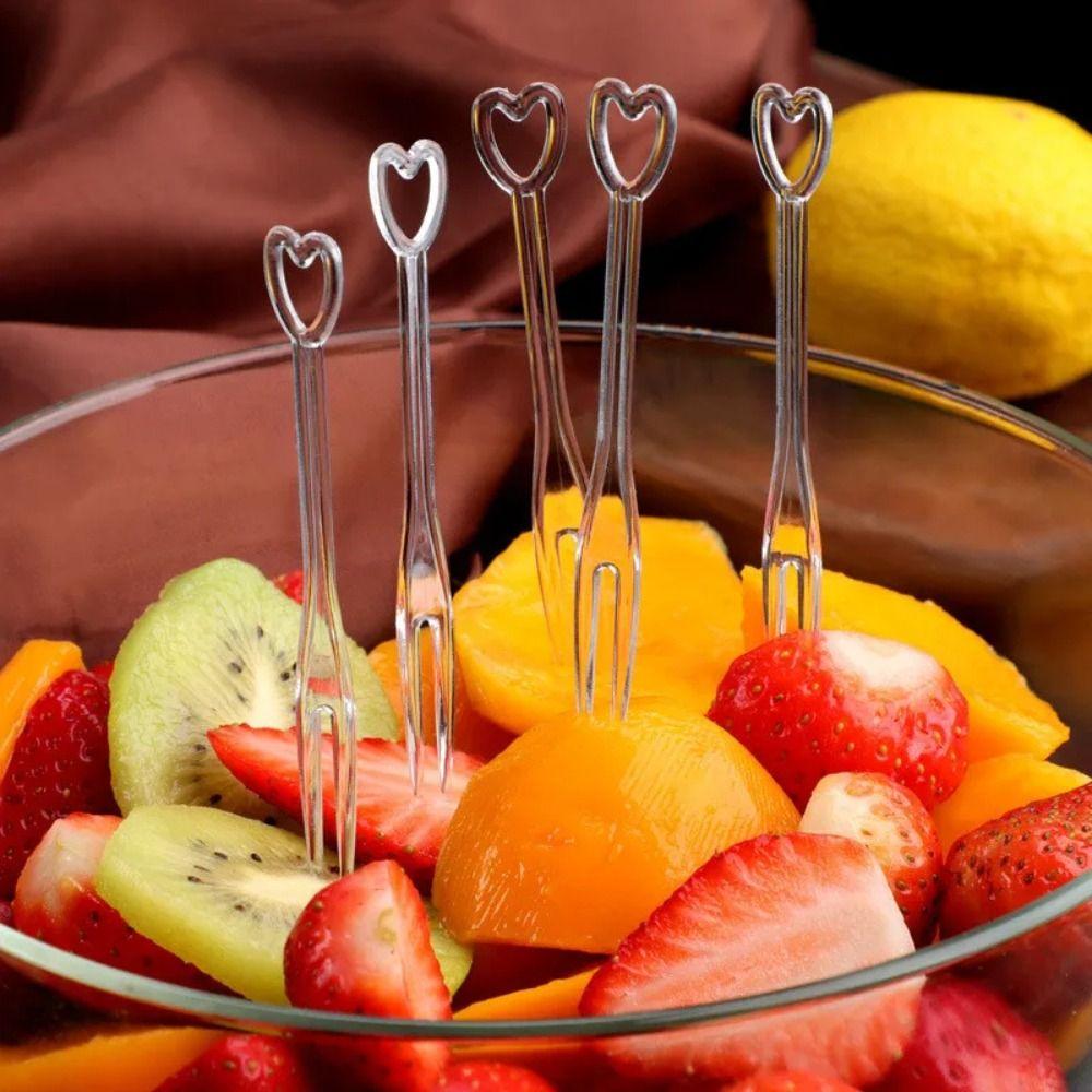 100Pcs Cake Dessert Food Fruit Pick Disposable Plastic Toothpick Practical Fruit Fork