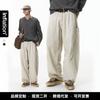 Mens Straight Leg Cargo Pants American Deconstructed Style Loose Fit Multi-Pocket Casual Trousers