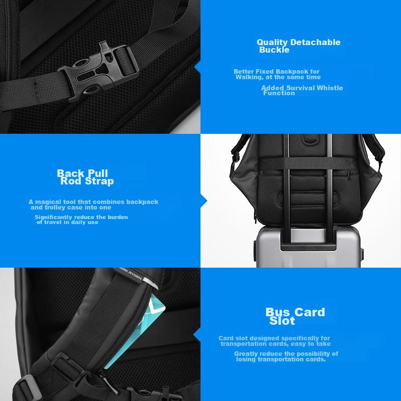 MARK RYDEN Large Capacity Backpack for Men, Laptop Bag, Business Travel Bag, MR7080 Cool Black Enlarged Versio
