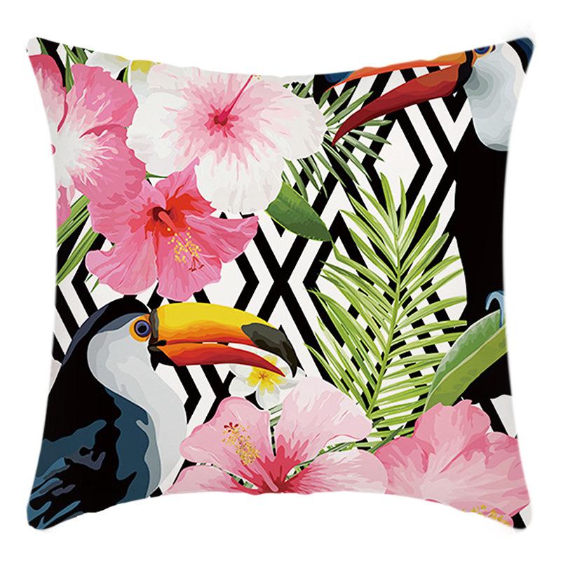 New Pillowcase Green Plant Flower Print Pillow Home Sofa Cushion Cover