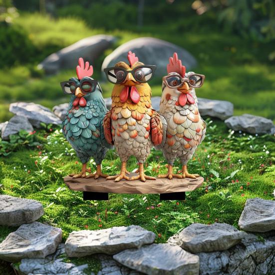 Decorative Garden Inserts Rooster Statues Waterproof UV Resistant Chickens Decorations Outdoor/Indoor Stakes