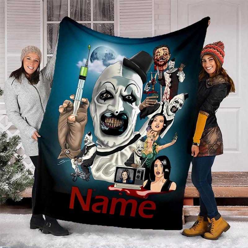 Personalized Custom Name Blanket - Terrifier Print Design,Blanket for Sofa,Bed,Travel,Camping - Soft and Warm, Great Gift