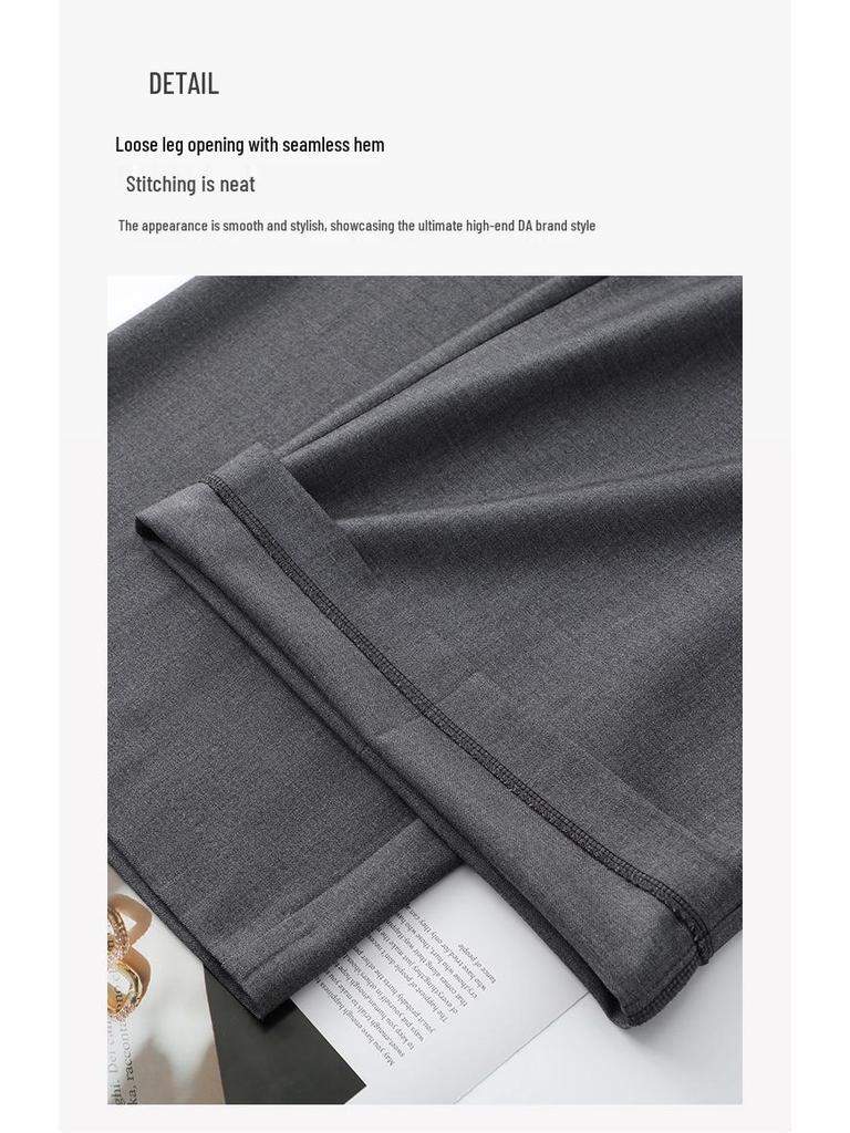 Женские серые брюки А-силуэта с широкими штанинами - Коллекция весна/лето 2025, Высокий класс, Свободный и драпирующийся стиль.