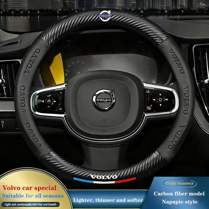 Car Steering Wheel Cover Anti-slip Napa Leather Steering Covers for Volvo RDESIGN S60 S90 XC40 XC60 XC90 AWD Car Accessories HF3