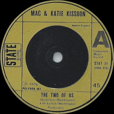 7-дюймовая пластинка MAC & KATIE KISSOON - The Two Of Us STAT21 State Records 1976 UK Танцевальная и Электронная Б/У