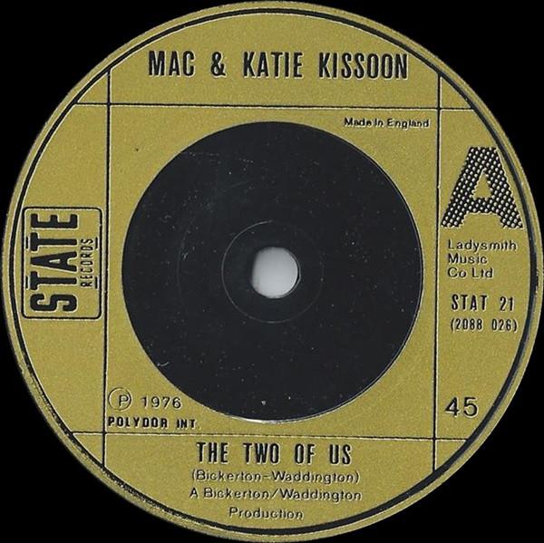 7-дюймовая пластинка MAC & KATIE KISSOON - The Two Of Us STAT21 State Records 1976 UK Танцевальная и Электронная Б/У