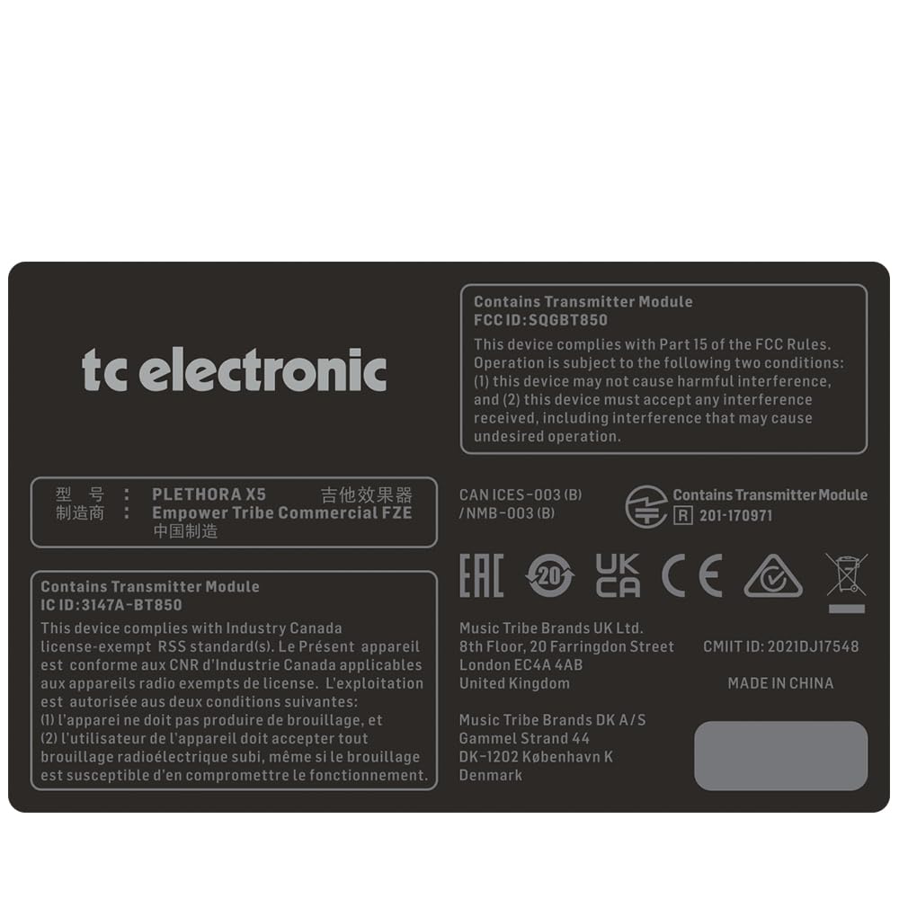 Tc Electronic Совместимость с TonePrint Оснащен 5 педальными переключателями MASH Тюнер Unitune Свободное использование педалей TonePrint симулятор кабинета PLETHORA X5 Белый