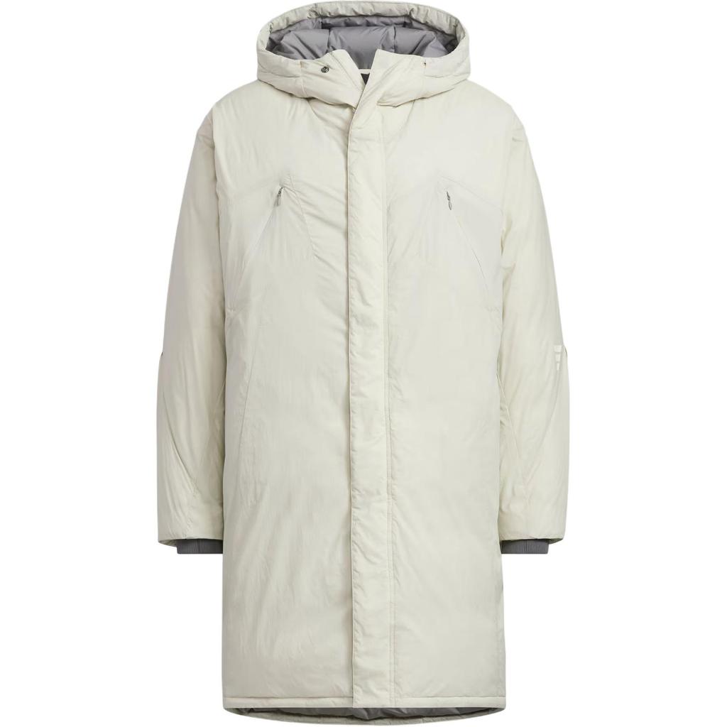 adidas FW24 FUSTL P DJK LON однотонная водонепроницаемая длинная теплая спортивная повседневная куртка с капюшоном мужская куртка светло-серого цвета JM6178