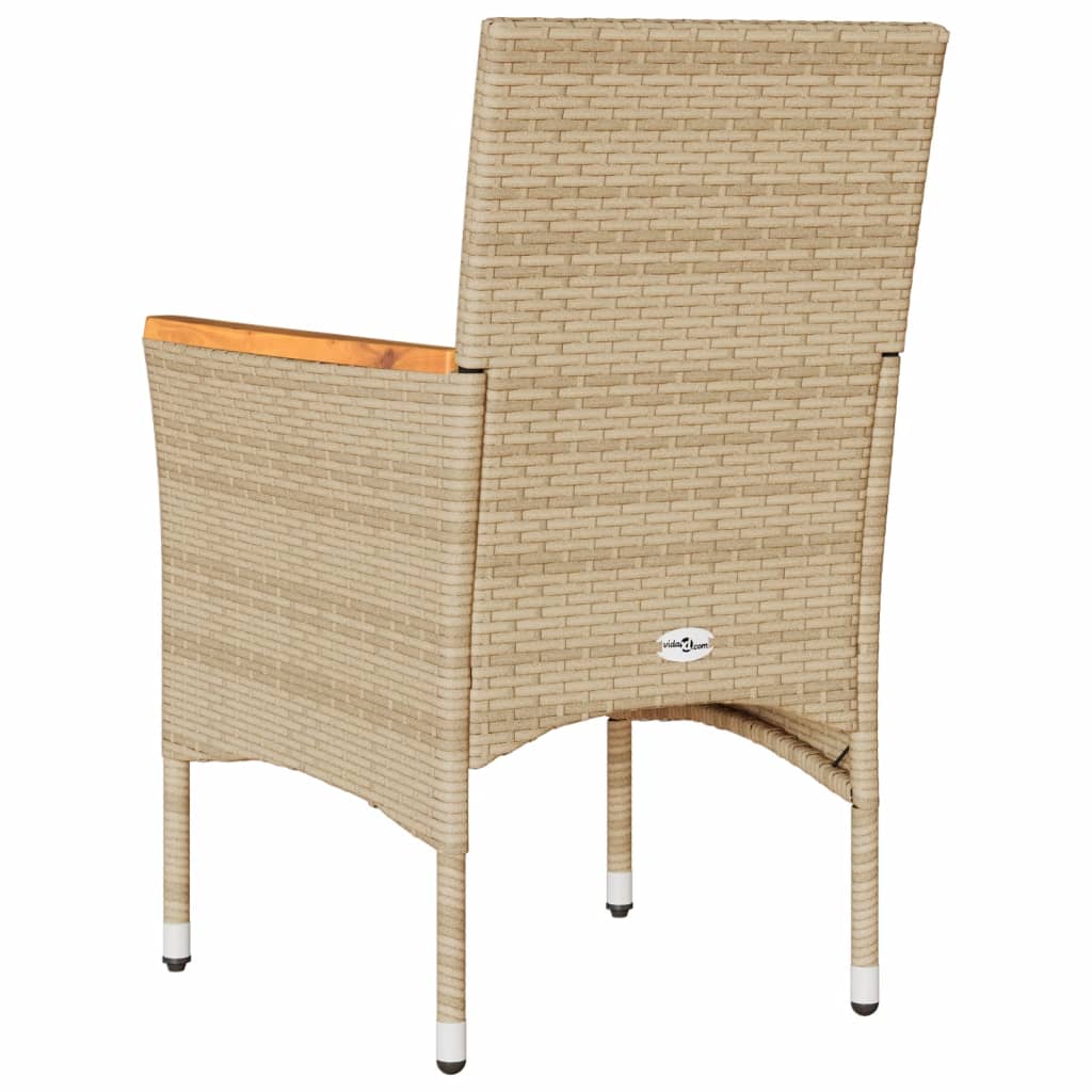Garden Chairs with Cushions 2 pcs Beige Poly Rattan