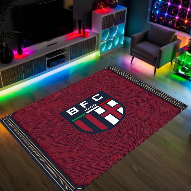 Bologna FC Design Crystal Velvet Carpet Cozy Non?Slip Printed Rug For Bedroom Living Room Entrance
