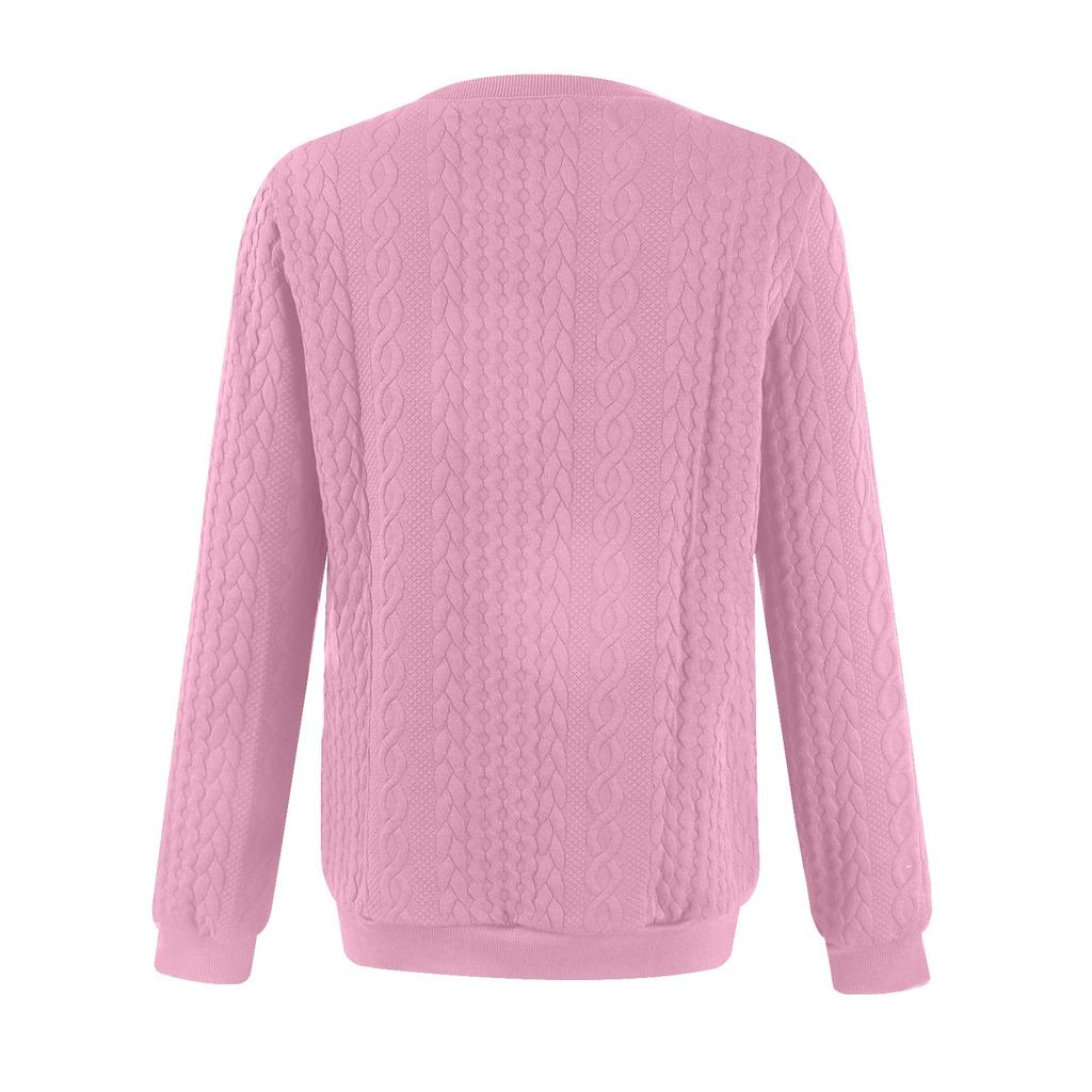 Women's Fashion Casual Zipper V-Neck Loose Long Sleeve Solid Color Sweatshirt