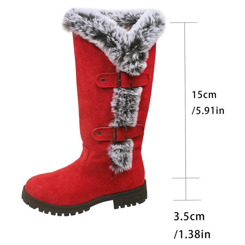 Women's Large Size Soft Sole Winter Warm Anti-slip Fur One Snow Boots Padded Lined Ankle Boots Waterproof Outdoor Sports Boots Cotton Boots