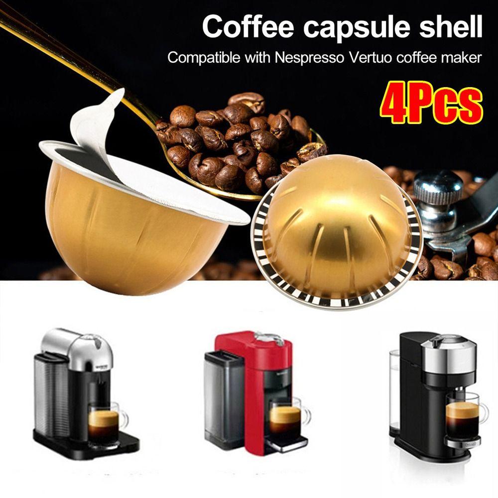 4Pcs Portable Coffee Capsule Shell Refillable Coffee Capsule Pod For Nespresso Vertuoline