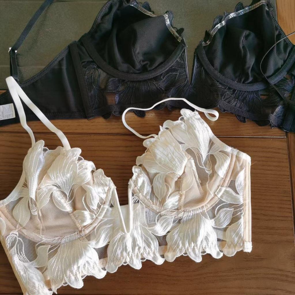 Европейские и американские женщины, сексуальный комплект с бюстгальтером и трусиками с глубоким V-образным вырезом, комплект кружевного нижнего белья с вышивкой, ультратонкий комплект нижнего белья с эффектом пуш-ап