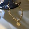 Жемчужное лоскутное ожерелье-сердце, хип-хоп холодный стиль, цепочка для ключицы, летняя версия, шейная цепочка