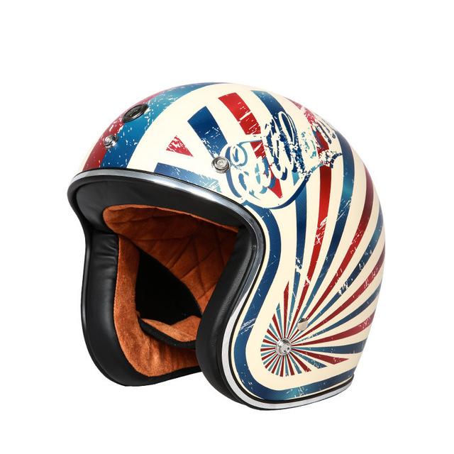Unisex Vintage Motorcycle Helmet Built-in Lens Open Face Helmet