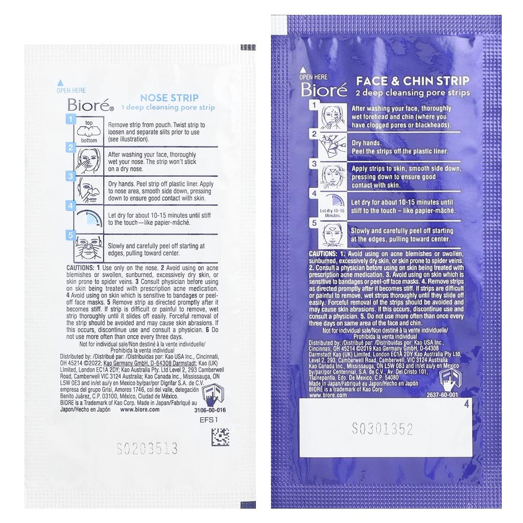 Biore Deep Cleansing Pore Strips, T-Zone Targeting, 15 Strips