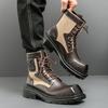 Fashion Winter Hot Selling Thick Soled Wear-resistant Men's High Top Workwear Shoes Straps Men's Motorcycle Boots Handsome Casual Shoes