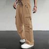 Мужские свободные повседневные рабочие брюки с несколькими карманами, молодежные брюки на резинке и шнурке